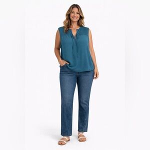 ALEX & LILI Teal Sleeveless Blouse